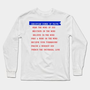 Christian Power of Faith Illustration on White Background Long Sleeve T-Shirt